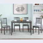 CLIHOME Set da pranzo moderno 5 pezzi, tavolo da pranzo rettangolare in legno con 4 sedie imbottite per cucina, sala da pranzo