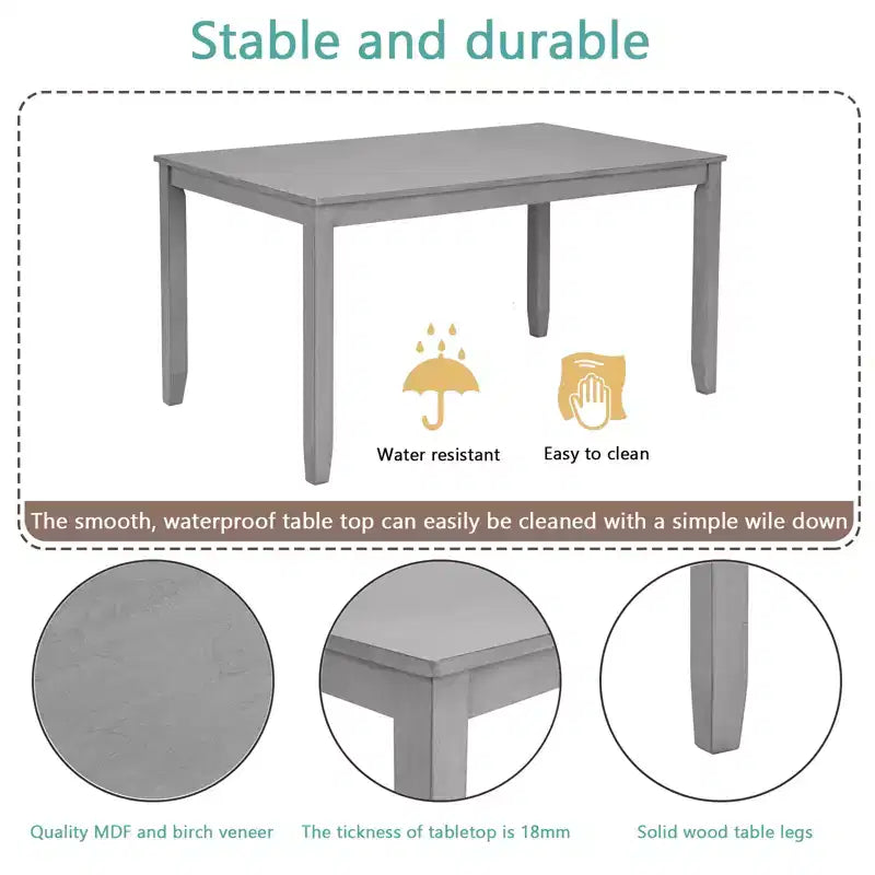 CLIHOME Set da pranzo moderno 5 pezzi, tavolo da pranzo rettangolare in legno con 4 sedie imbottite per cucina, sala da pranzo