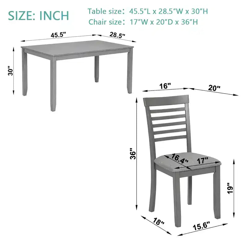CLIHOME Set da pranzo moderno 5 pezzi, tavolo da pranzo rettangolare in legno con 4 sedie imbottite per cucina, sala da pranzo