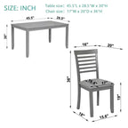 CLIHOME Set da pranzo moderno 5 pezzi, tavolo da pranzo rettangolare in legno con 4 sedie imbottite per cucina, sala da pranzo