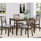 CLIHOME Set da pranzo moderno 5 pezzi, tavolo da pranzo rettangolare in legno con 4 sedie imbottite per cucina, sala da pranzo