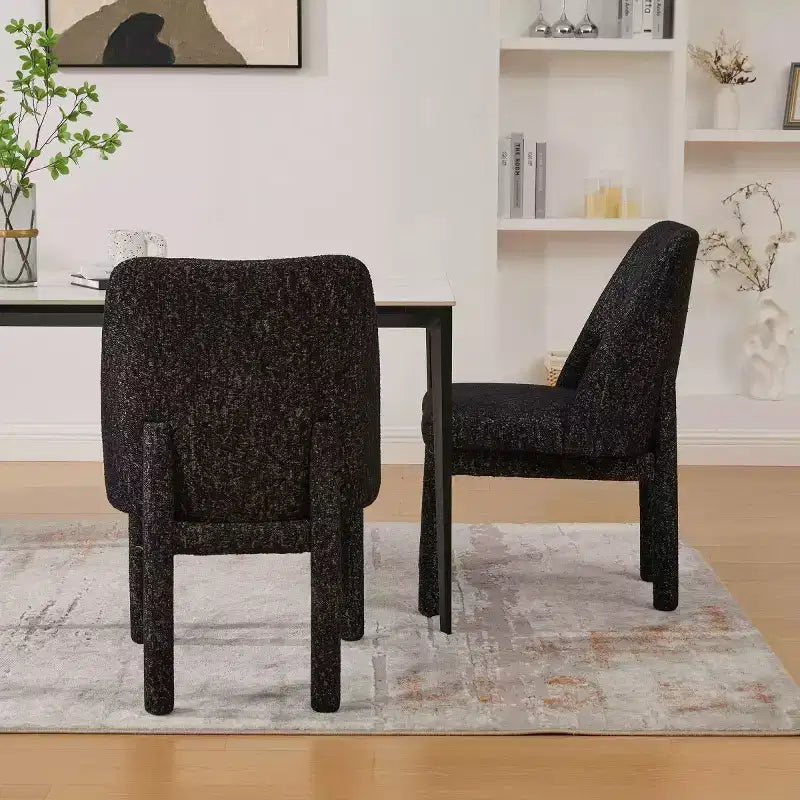 Set di 2 sedie da pranzo moderne imbottite con schienale alto curvo, sedie laterali senza braccioli in legno per sala da pranzo o cucina - Panipeachy