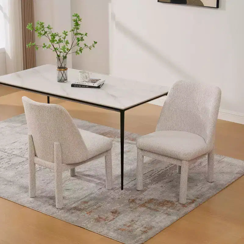Set di 2 sedie da pranzo moderne imbottite con schienale alto curvo, sedie laterali senza braccioli in legno per sala da pranzo o cucina - Panipeachy