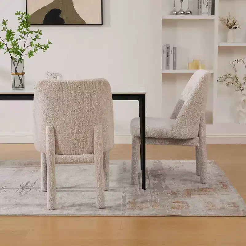 Set di 2 sedie da pranzo moderne imbottite con schienale alto curvo, sedie laterali senza braccioli in legno per sala da pranzo o cucina - Panipeachy