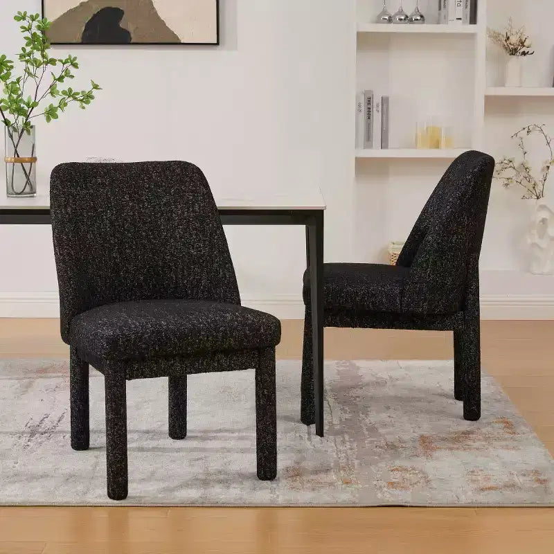 Set di 2 sedie da pranzo moderne imbottite con schienale alto curvo, sedie laterali senza braccioli in legno per sala da pranzo o cucina - Panipeachy