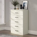 Galano 5-Drawer Dresser with Interlock Safety System in Pearl White Oak 30.7 W x 16.1 D x 45.8 H