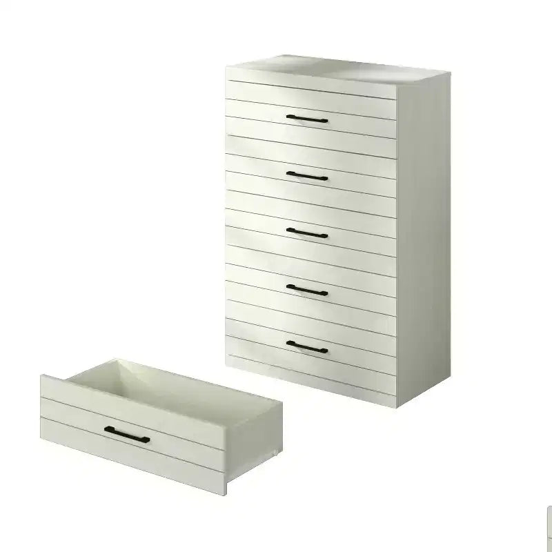 Cassettiera Galano a 5 cassetti con sistema di sicurezza Interlock in rovere bianco perla 30,7 L x 16,1 P x 45,8 H