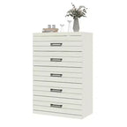 Cassettiera Galano a 5 cassetti con sistema di sicurezza Interlock in rovere bianco perla 30,7 L x 16,1 P x 45,8 H