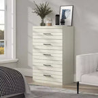 Cassettiera Galano a 5 cassetti con sistema di sicurezza Interlock in rovere bianco perla 30,7 L x 16,1 P x 45,8 H