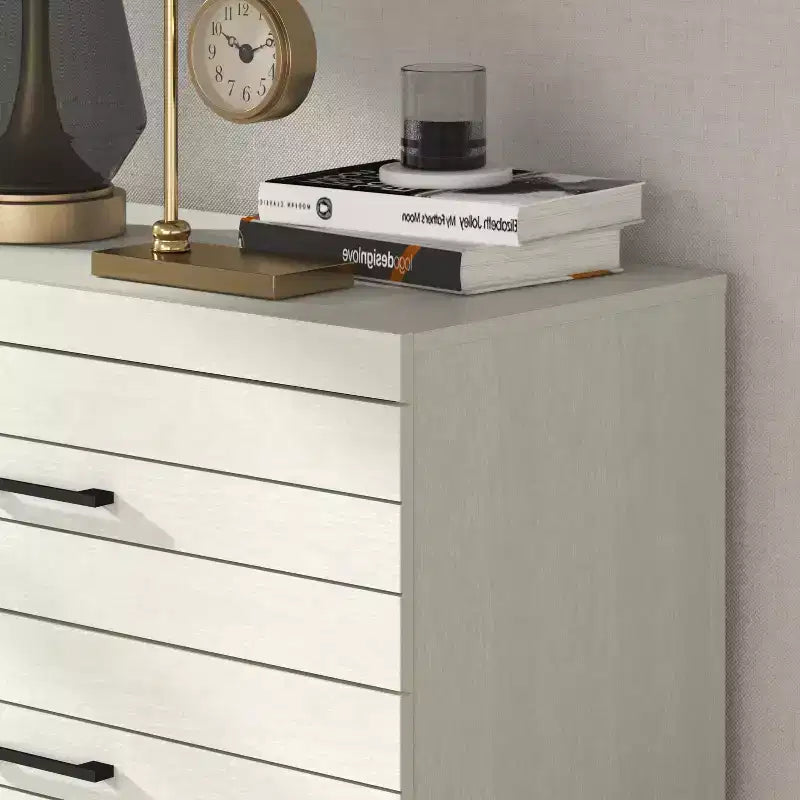 Cassettiera Galano a 5 cassetti con sistema di sicurezza Interlock in rovere bianco perla 30,7 L x 16,1 P x 45,8 H