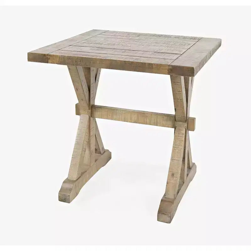 Jofran, Tavolino finale in legno massello invecchiato rustico moderno Carlyle Crossing con cavalletto