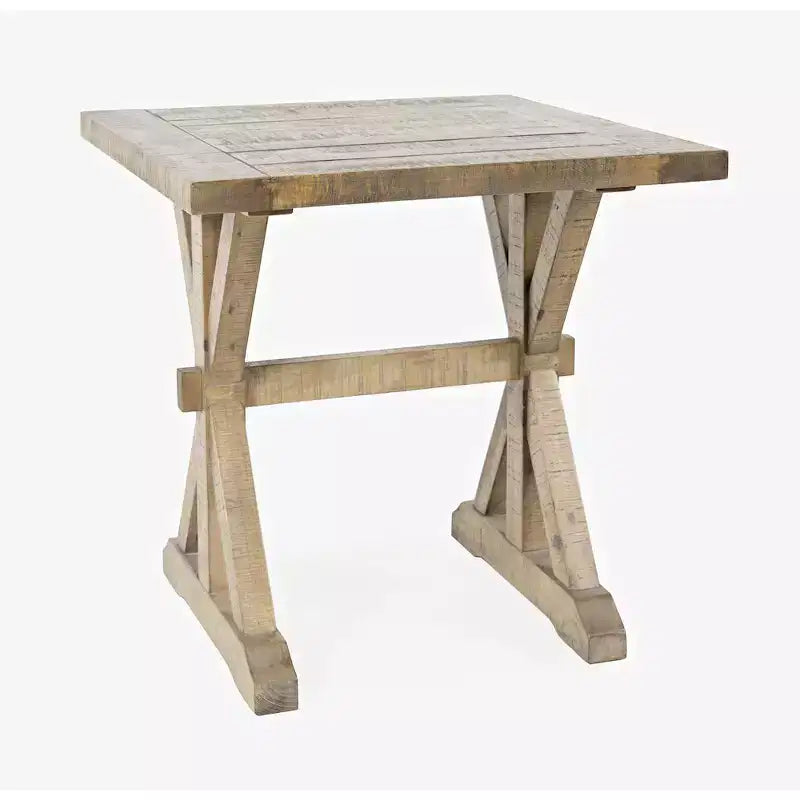Jofran, Tavolino finale in legno massello invecchiato rustico moderno Carlyle Crossing con cavalletto