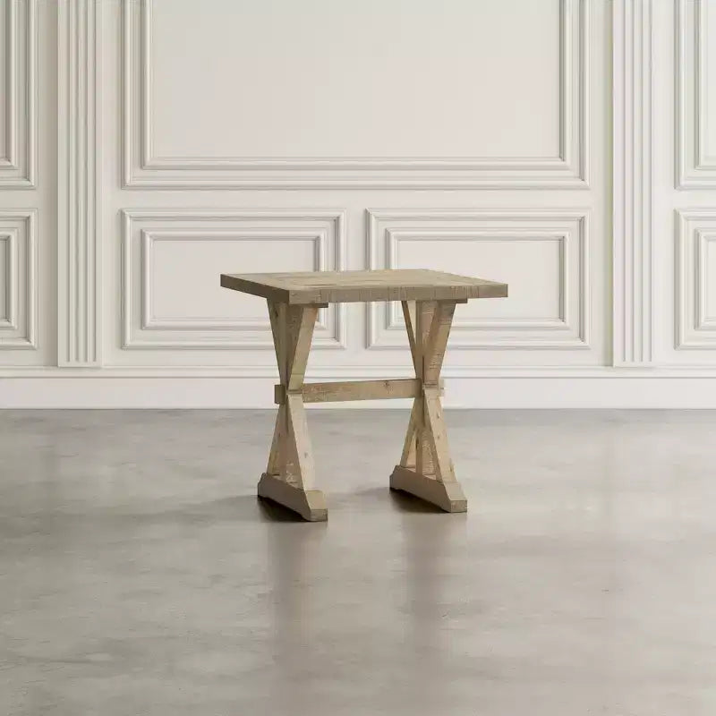Jofran, Tavolino finale in legno massello invecchiato rustico moderno Carlyle Crossing con cavalletto