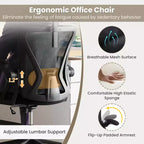 Sedia da ufficio ergonomica in rete Costway con supporto lombare e poggiatesta regolabili, colore nero