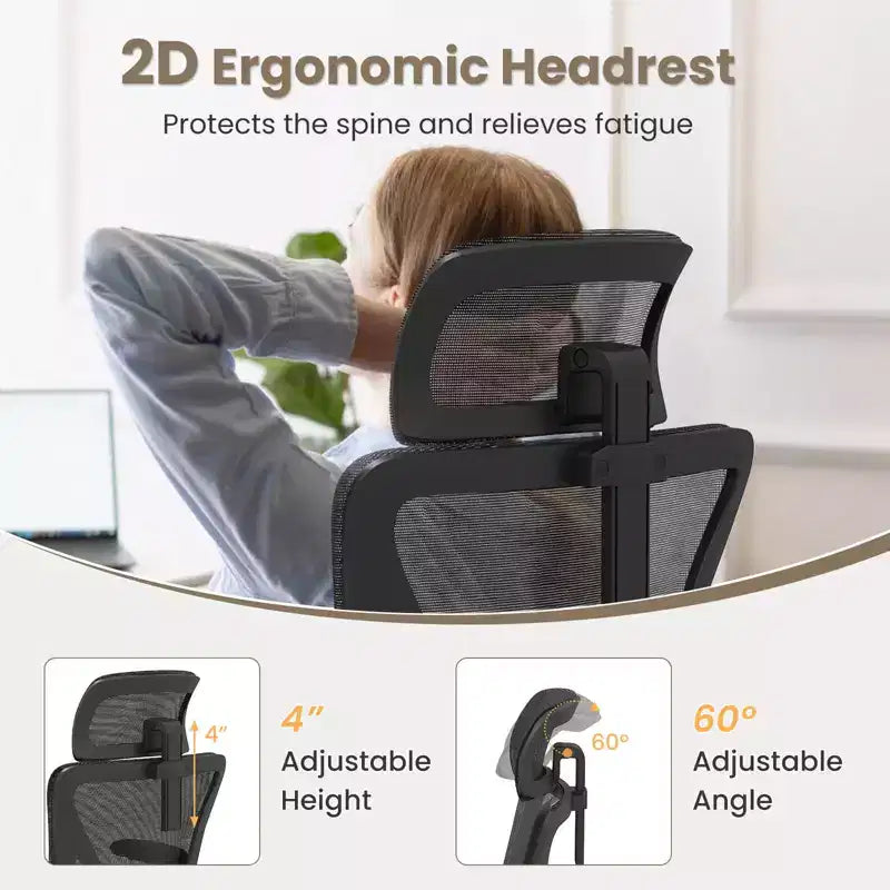 Sedia da ufficio ergonomica in rete Costway con supporto lombare e poggiatesta regolabili, colore nero