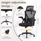 Sedia da ufficio ergonomica in rete Costway con supporto lombare e poggiatesta regolabili, colore nero