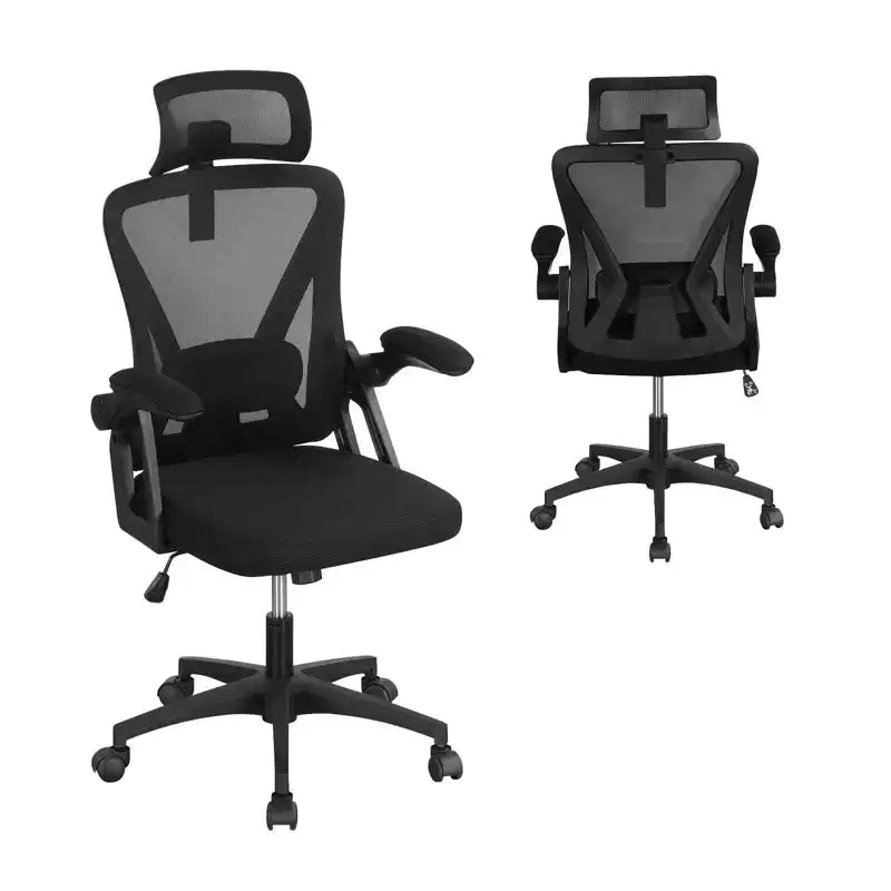 Sedia da ufficio ergonomica in rete Costway con supporto lombare e poggiatesta regolabili, colore nero