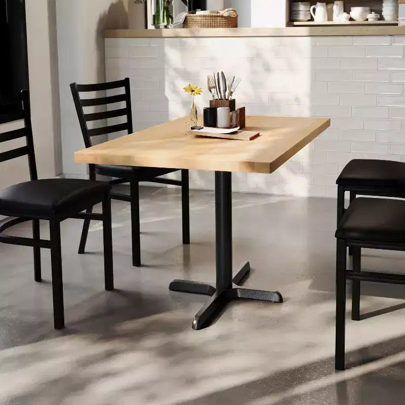Flash Furniture Bennett Tavolo Rettangolare Commerciale da Interno in Legno Massello con Base a X in Ghisa Antiruggine da 23,75 x 29,5 ad Altezza Cena