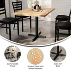 Flash Furniture Bennett Tavolo Rettangolare Commerciale da Interno in Legno Massello con Base a X in Ghisa Antiruggine da 23,75 x 29,5 ad Altezza Cena