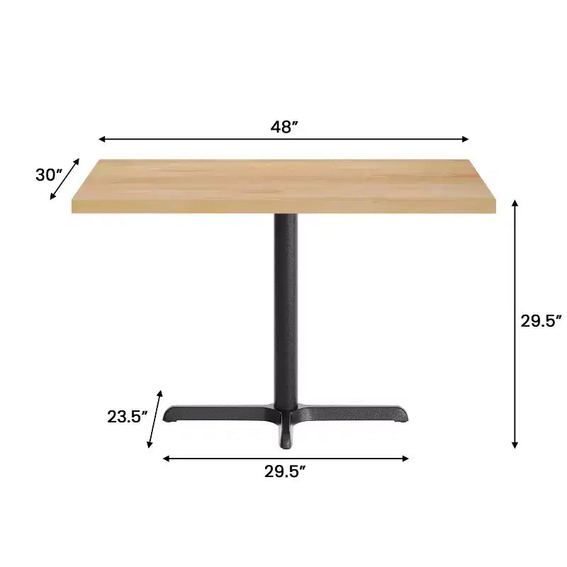 Flash Furniture Bennett Tavolo Rettangolare Commerciale da Interno in Legno Massello con Base a X in Ghisa Antiruggine da 23,75 x 29,5 ad Altezza Cena