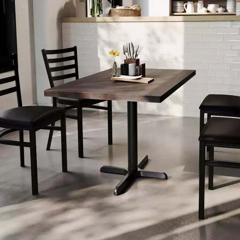 Flash Furniture Bennett Tavolo Rettangolare Commerciale da Interno in Legno Massello con Base a X in Ghisa Antiruggine da 23,75 x 29,5 ad Altezza Cena