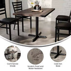 Flash Furniture Bennett Tavolo Rettangolare Commerciale da Interno in Legno Massello con Base a X in Ghisa Antiruggine da 23,75 x 29,5 ad Altezza Cena