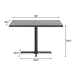 Flash Furniture Bennett Tavolo Rettangolare Commerciale da Interno in Legno Massello con Base a X in Ghisa Antiruggine da 23,75 x 29,5 ad Altezza Cena