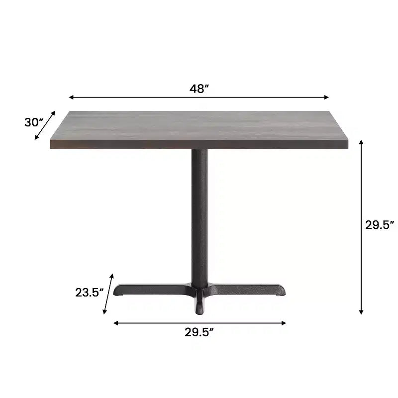 Flash Furniture Bennett Tavolo Rettangolare Commerciale da Interno in Legno Massello con Base a X in Ghisa Antiruggine da 23,75 x 29,5 ad Altezza Cena