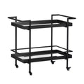Crestview Collection Black Metal 1 Shelf Bar Cart_Server with Casters