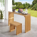 Set da pranzo GDFStudio Hux Farmhouse con panca e tavolo in pino naturale con ripiano in vetro temperato