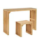 Set da pranzo GDFStudio Hux Farmhouse con panca e tavolo in pino naturale con ripiano in vetro temperato