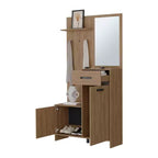 Okak Modern Hall Tree con 3 Ganci e Specchio, Appendiabiti da Terra con Ampio Spazio di Archiviazione, Albero Appendiabiti per Soggiorno, Camera da Letto, Rovere Chiaro