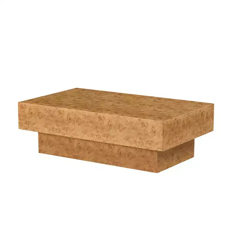 Tavolino da caffè moderno 43, tavolino rettangolare in finto legno di radica con base a piedistallo in MDF per soggiorno, ufficio o appartamento - Panipeachy
