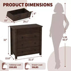 Cassettiera a 5 cassetti per camera da letto, Comò in legno, Mobile contenitore scanalato per soggiorno, corridoio e ingresso, Noce