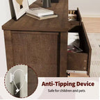 Cassettiera a 5 cassetti per camera da letto, Comò in legno, Mobile contenitore scanalato per soggiorno, corridoio e ingresso, Noce