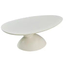 Tavolino da Caffè in Fibra di Vetro Ovale con Base Scultorea 47 Lucky Stone Bianco Latte