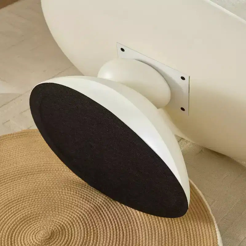 Tavolino da Caffè in Fibra di Vetro Ovale con Base Scultorea 47 Lucky Stone Bianco Latte