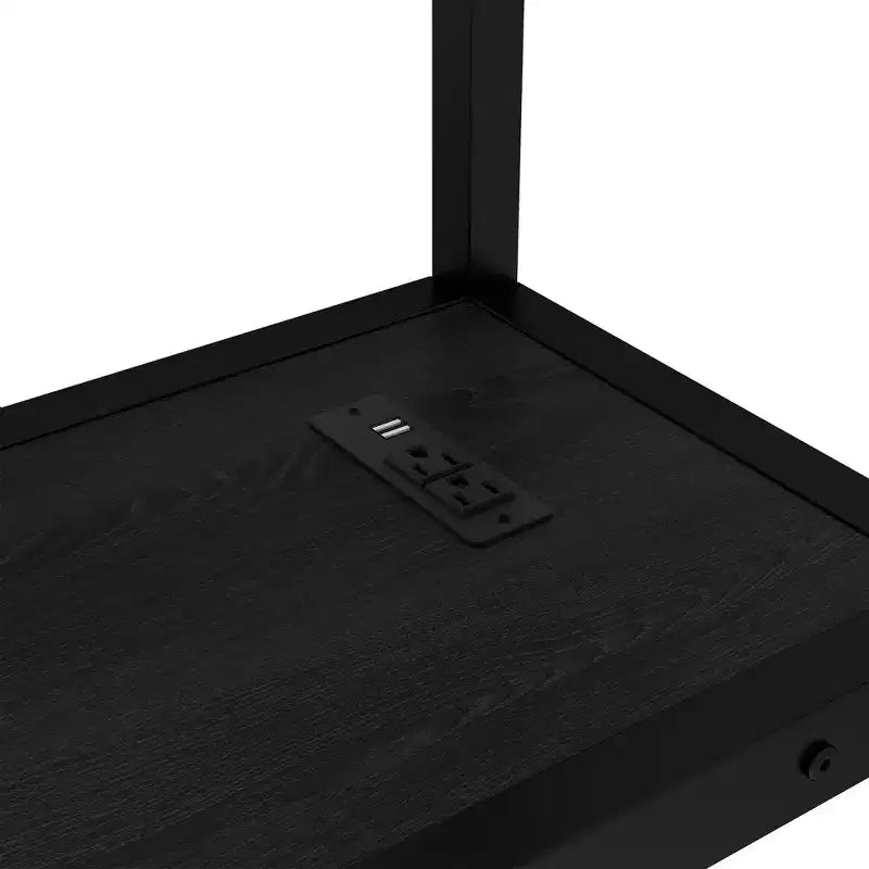 Bellemave Letto a castello/a soppalco in metallo Queen sopra Twin XL con scrivania e mensole, Struttura letto a castello in metallo con LED e USB, Molteplici usi si ripiega in divano, Nero