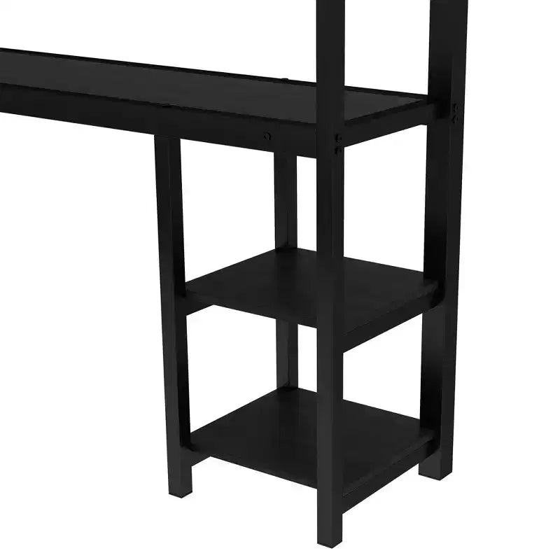 Bellemave Letto a castello/a soppalco in metallo Queen sopra Twin XL con scrivania e mensole, Struttura letto a castello in metallo con LED e USB, Molteplici usi si ripiega in divano, Nero