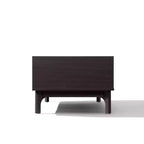 LuxenHome Tavolino da Caffè Modi Wenge con 1 Anta, Vano a Giorno e Lati Rialzati, Piano in Finto Marmo, Legno Lavorato Marrone