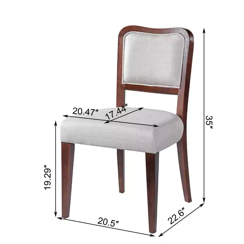 Set di 2 sedie da pranzo tradizionali imbottite con struttura in legno massiccio, eleganti sedie senza braccioli per sala da pranzo o salotto - Panipeachy