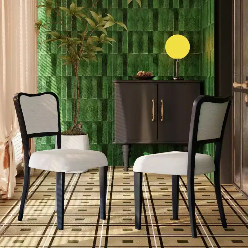Set di 2 sedie da pranzo tradizionali imbottite con struttura in legno massiccio, eleganti sedie senza braccioli per sala da pranzo o salotto - Panipeachy
