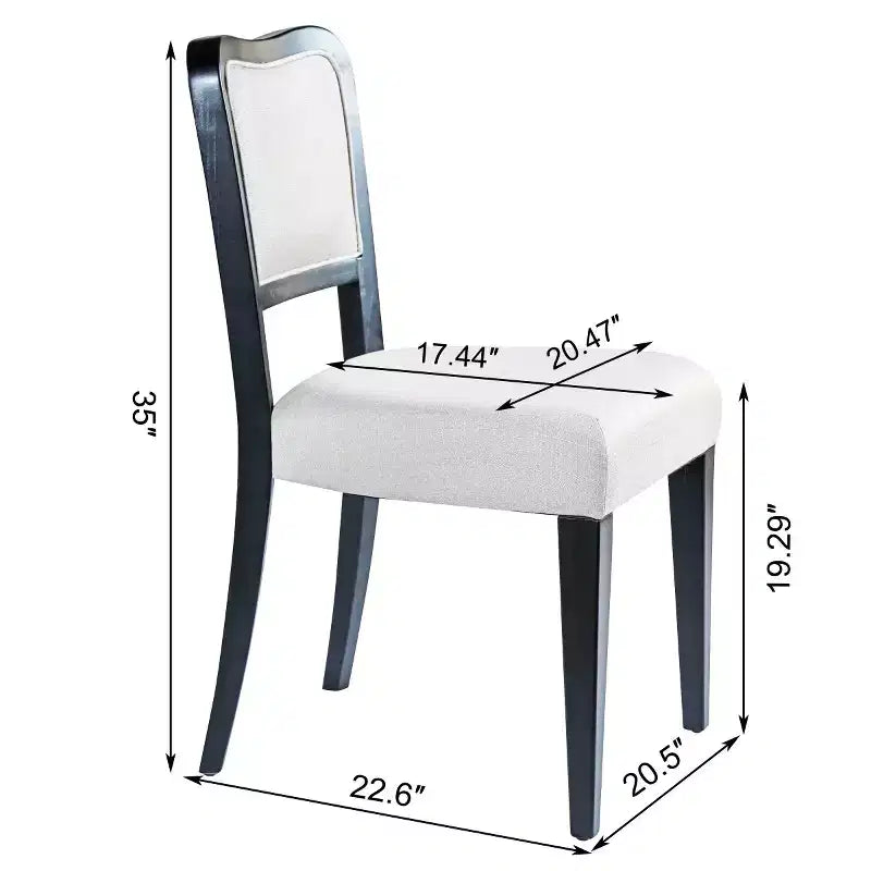Set di 2 sedie da pranzo tradizionali imbottite con struttura in legno massiccio, eleganti sedie senza braccioli per sala da pranzo o salotto - Panipeachy