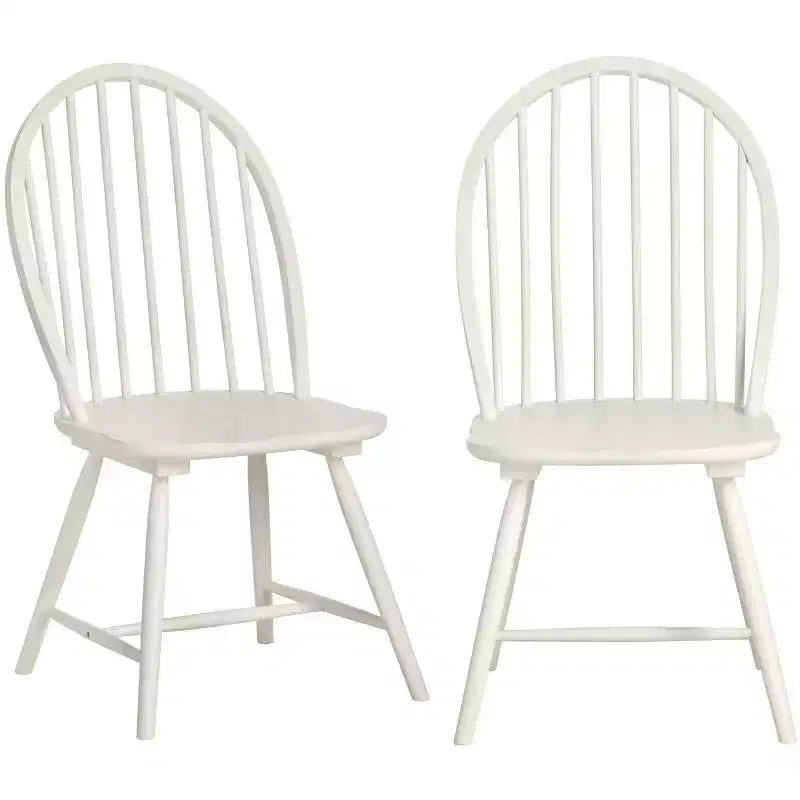 Crestview Collection Set of 2 White Solid Wood Dining Chair