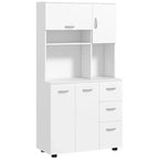 HOMCOM 66 Buffet con Credenza, Dispensa da Cucina Autoportante con 2 Grandi Armadietti, 1 Armadietto a Scomparsa, 3 Cassetti e Ampio Piano di Lavoro, Bianco