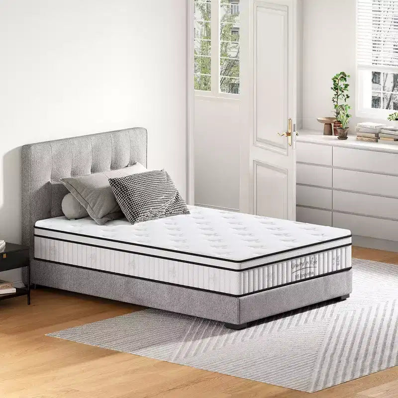 Whisen Materasso Ibrido Queen 12 con Memory Foam, Molle Insacchettate, Media Fermezza