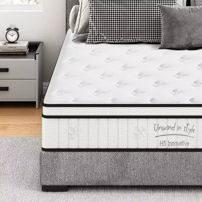 Whisen Materasso Ibrido Queen 12 con Memory Foam, Molle Insacchettate, Media Fermezza