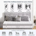 Whisen Materasso Ibrido Queen 12 con Memory Foam, Molle Insacchettate, Media Fermezza