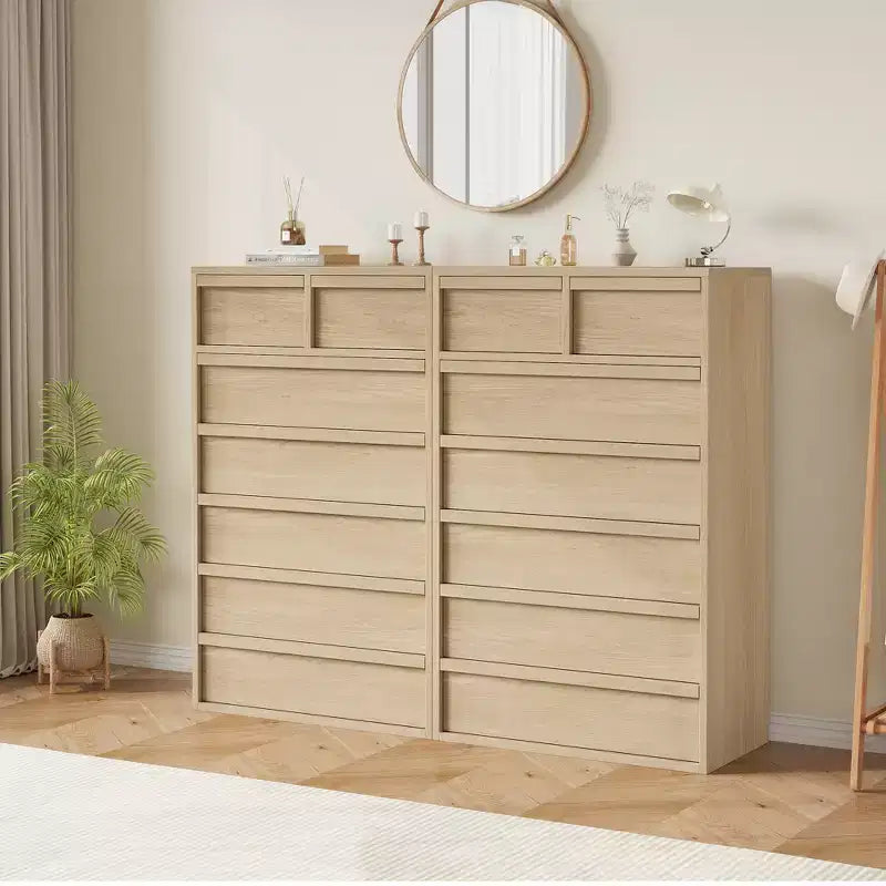 Comò a 7 cassetti per camera da letto, cassettiera alta 46 cm con 7 ampi cassetti, organizer in legno per casa, ufficio