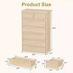 Comò a 7 cassetti per camera da letto, cassettiera alta 46 cm con 7 ampi cassetti, organizer in legno per casa, ufficio